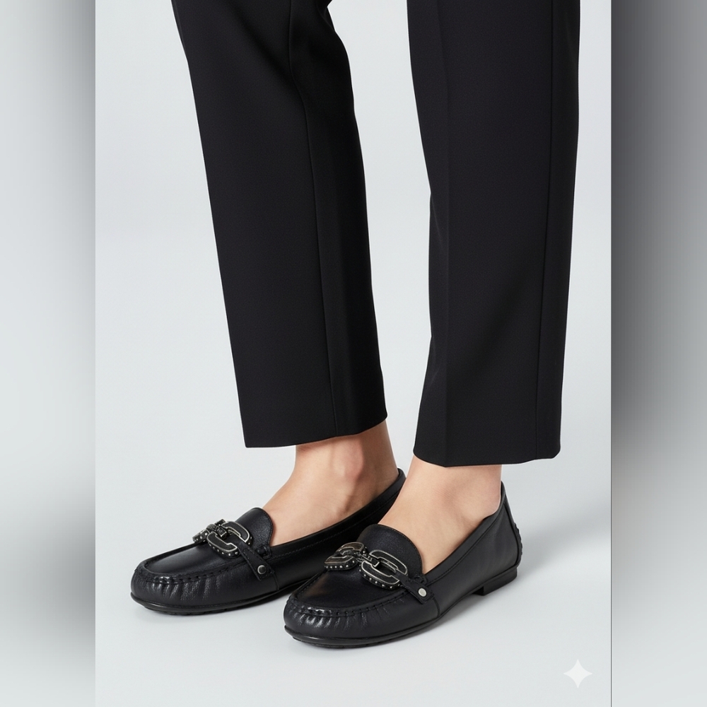 Coach Black Leather Loafers for Women